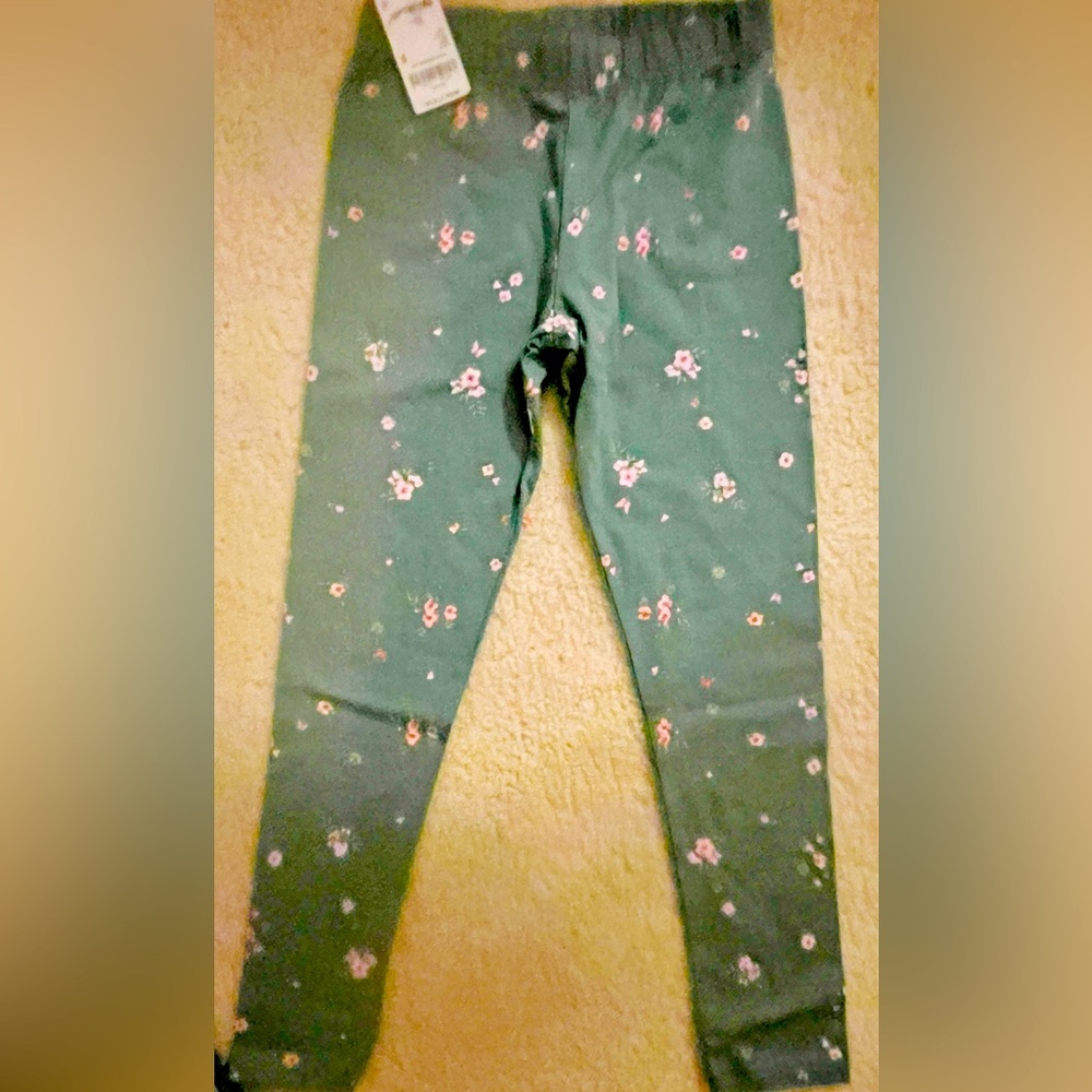 NWT OshKosh Bgosh Green floral leggings size 8